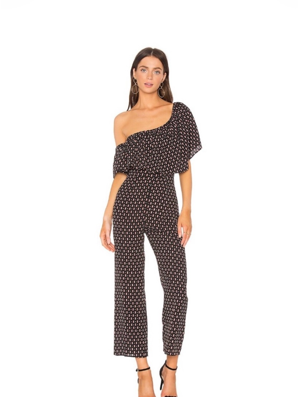 Flynn Skye Black Printed One-Shoulder Jumpsuit